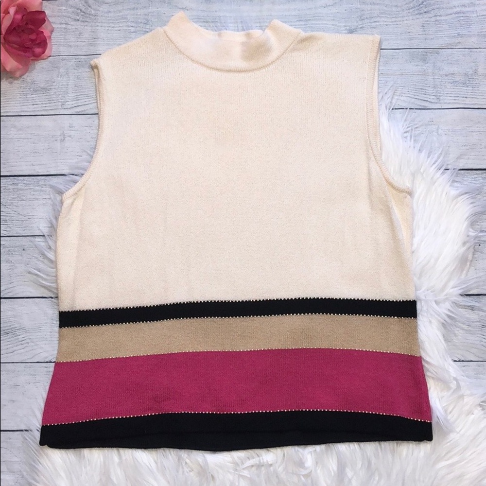 St. John Santana Knit Striped Turtleneck Tank